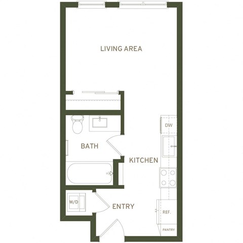 Floor plan for studio, 1 bath, 440 sqft
